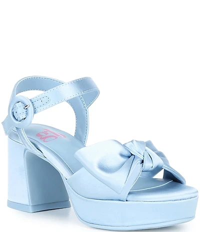 GB Girls' Sadie-Girl Satin Half Bow Family Matching Dress Sandals (Youth)
