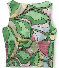 GB Girls Sleeveless Floral Print Smocked Halter Tank