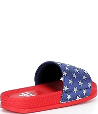 GB Girls' Starry American Flag Mismatch Stars and Stripe Slides (Toddler)