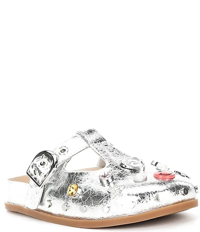 GB Girls' Stevie Metallic Jewel Stud Ornamented Clogs (Youth)
