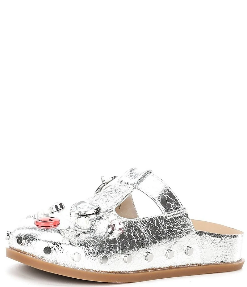 GB Girls' Stevie Metallic Jewel Stud Ornamented Clogs (Youth)