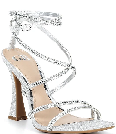 GB Golden-Hour Glitter Strappy Ankle Strap Dress Sandals