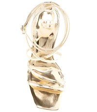 GB Golden-Hour Patent Metallic Strappy Ankle Strap Dress Sandals