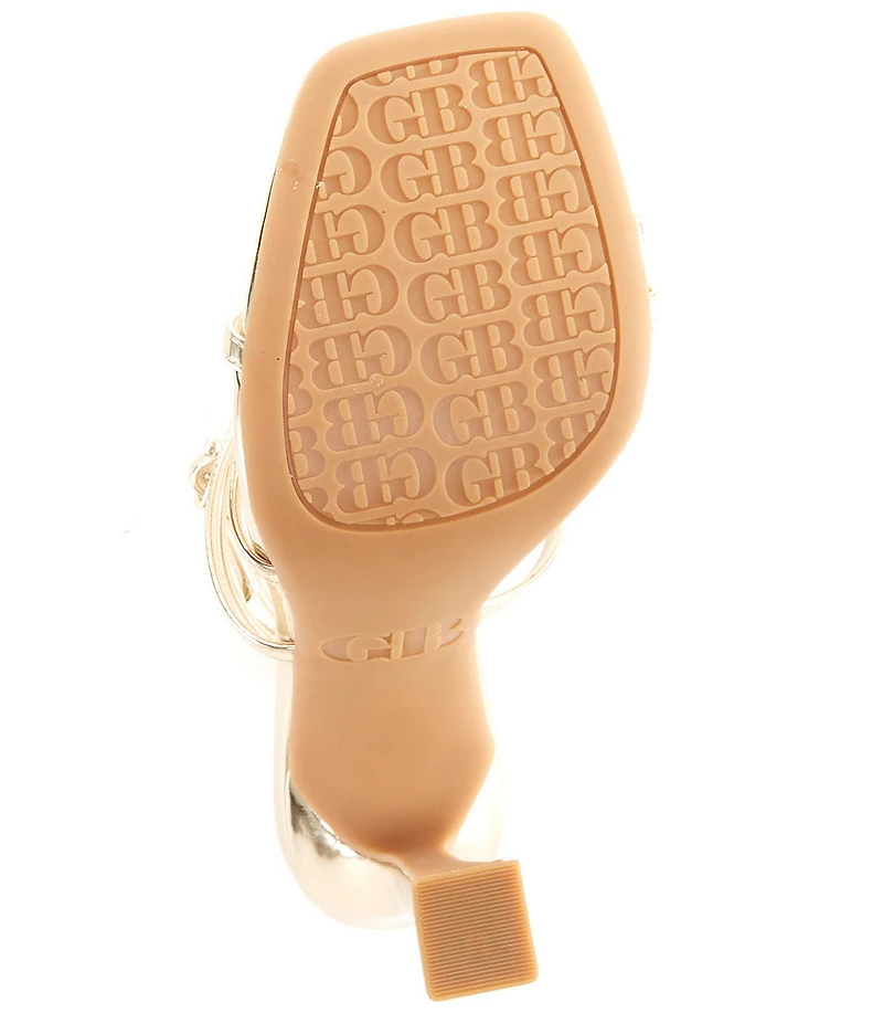 GB Golden-Hour Patent Metallic Strappy Ankle Strap Dress Sandals