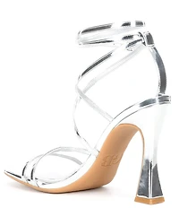 GB Golden-Hour Patent Metallic Strappy Ankle Strap Dress Sandals