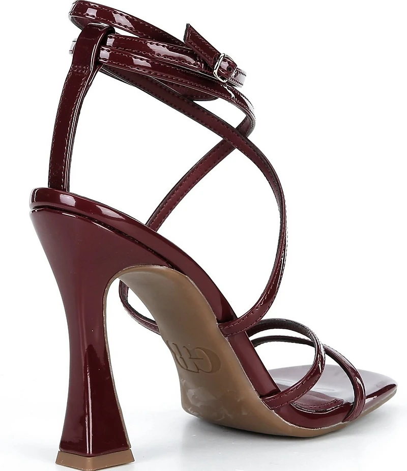 GB Golden-Hour Patent Strappy Ankle Strap Dress Sandals