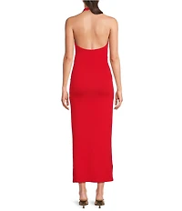 GB Halter Neck Knit Maxi Dress
