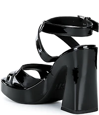 GB Happy-Hour Patent Platform Ankle Strap Dress Sandals