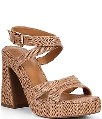 GB Happy-Hour Raffia Platform Ankle Strap Dress Sandals