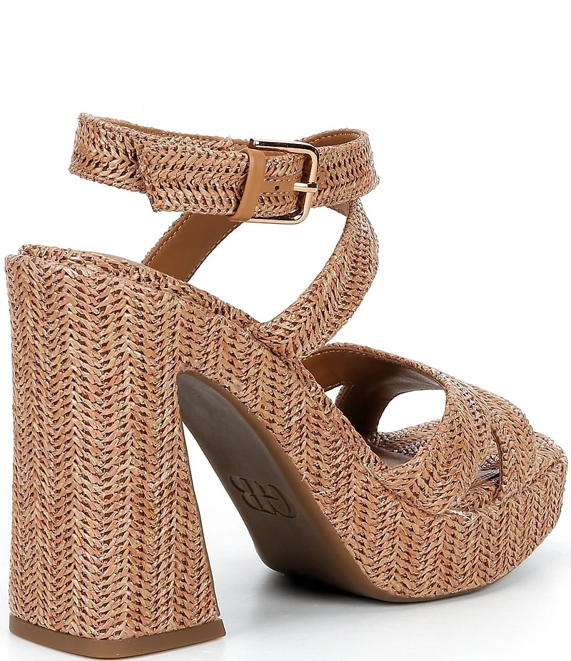 GB Happy-Hour Raffia Platform Ankle Strap Dress Sandals
