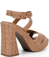 GB Happy-Hour Raffia Platform Ankle Strap Dress Sandals