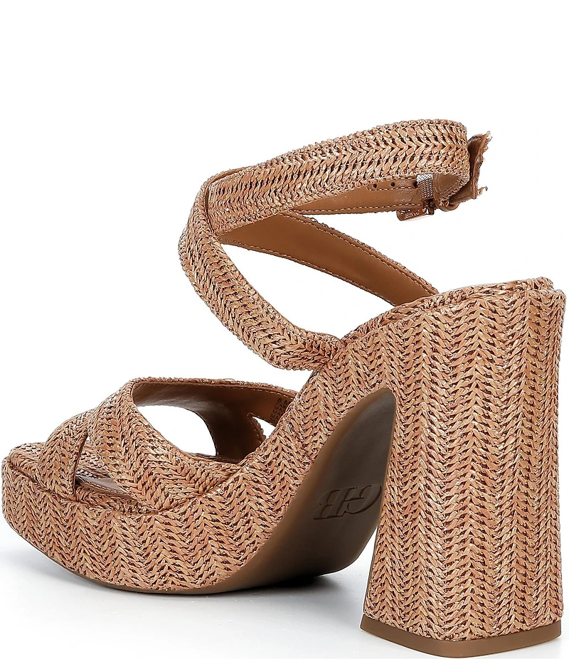 GB Happy-Hour Raffia Platform Ankle Strap Dress Sandals