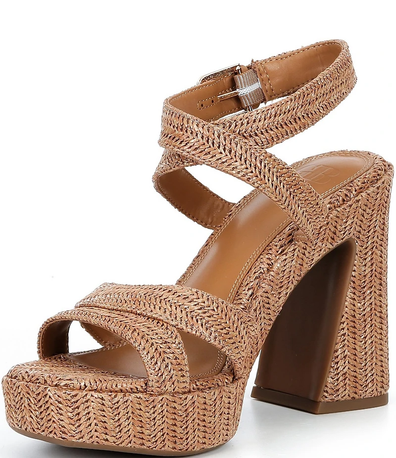 GB Happy-Hour Raffia Platform Ankle Strap Dress Sandals