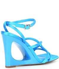 GB Hard-Launch Satin Architectural Wedge Dress Sandals