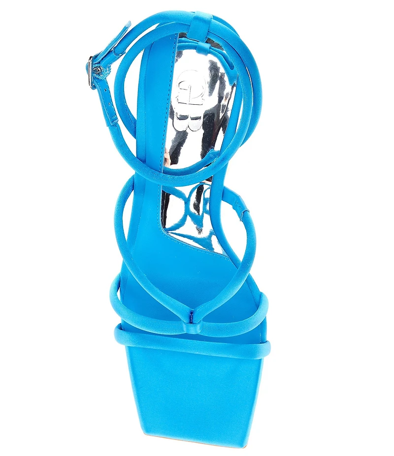 GB Hard-Launch Satin Architectural Wedge Dress Sandals