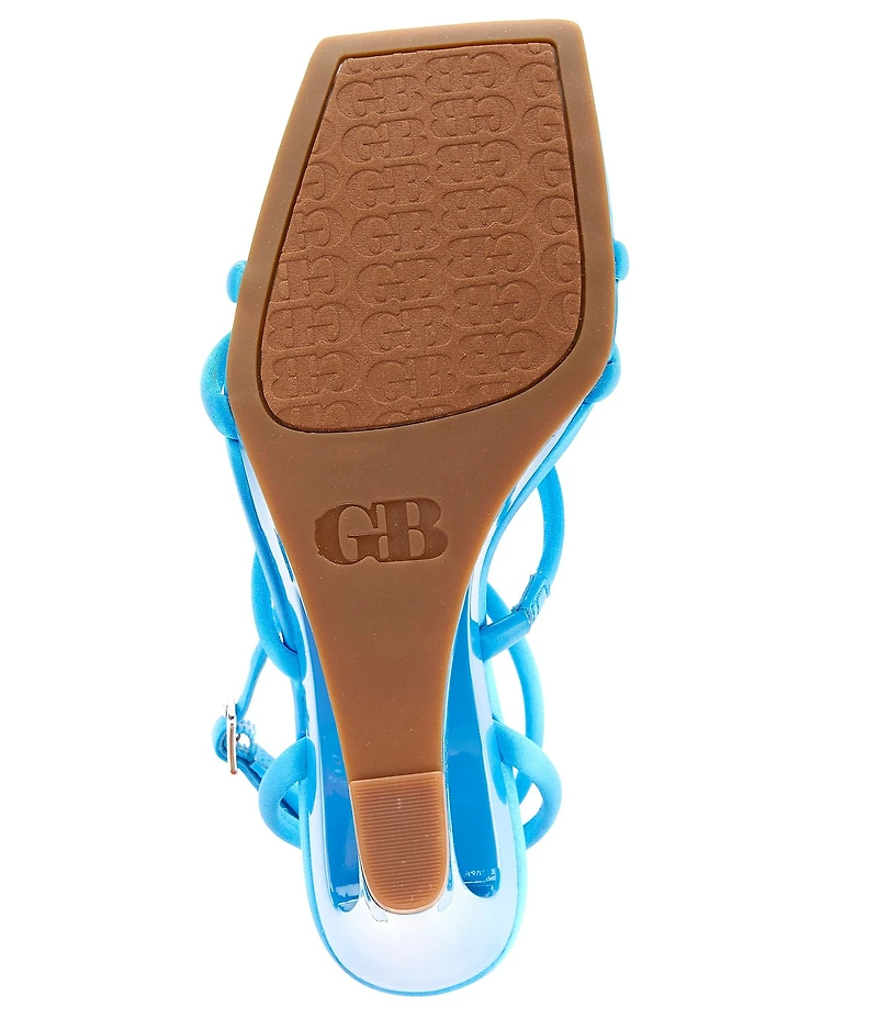 GB Hard-Launch Satin Architectural Wedge Dress Sandals