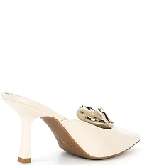 GB Heart-Eyes Leather Heart Ornament Dress Mules