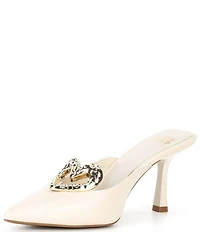 GB Heart-Eyes Leather Heart Ornament Dress Mules