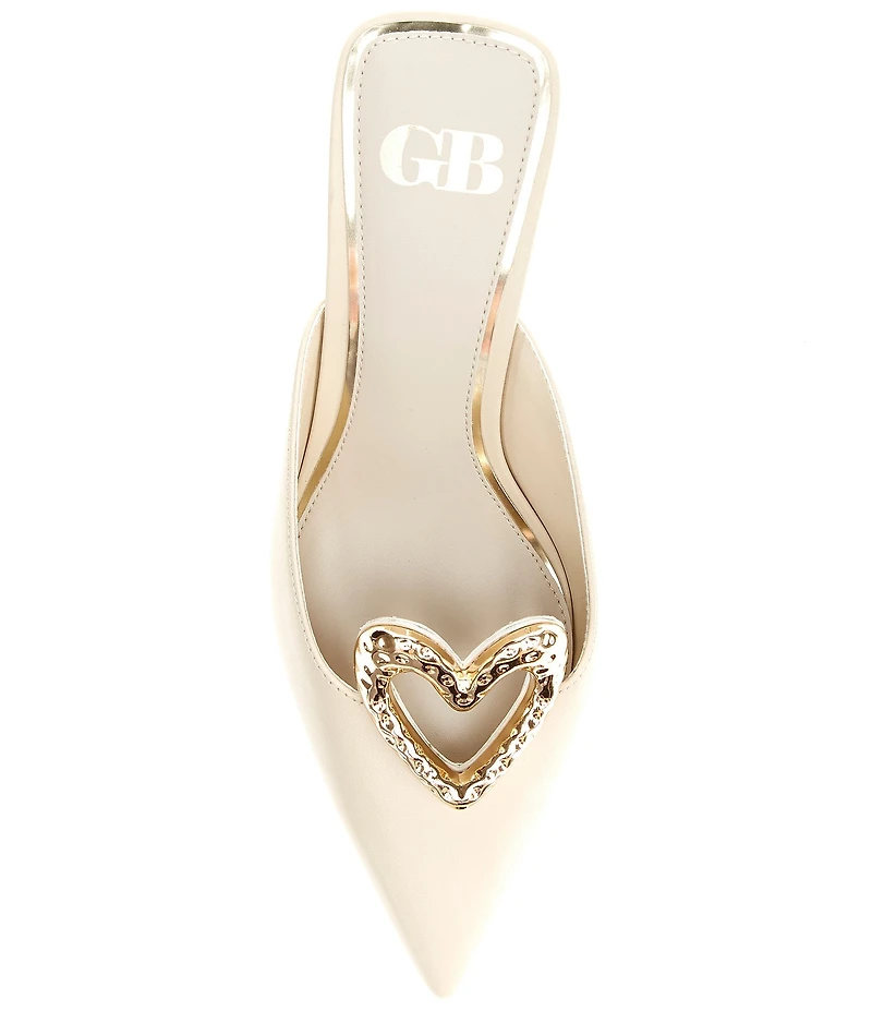 GB Heart-Eyes Leather Heart Ornament Dress Mules
