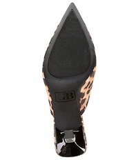 GB Heart-Eyes Leopard Print Satin Heart Ornament Dress Mules