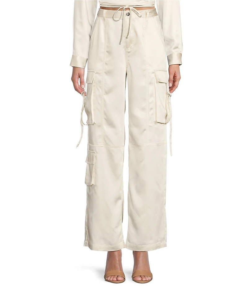 GB High Rise Coordinating Satin Cargo Pants
