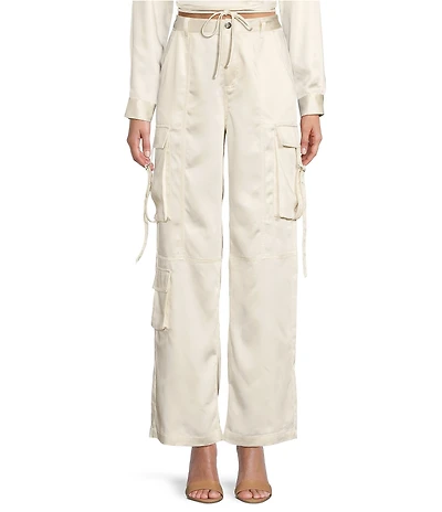 GB High Rise Coordinating Satin Cargo Pants