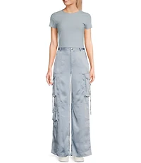GB High Rise Coordinating Satin Cargo Pants