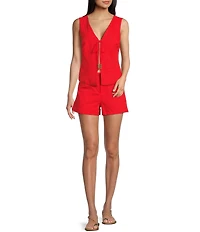 GB High Waist Coordinating Linen Blend Shorts