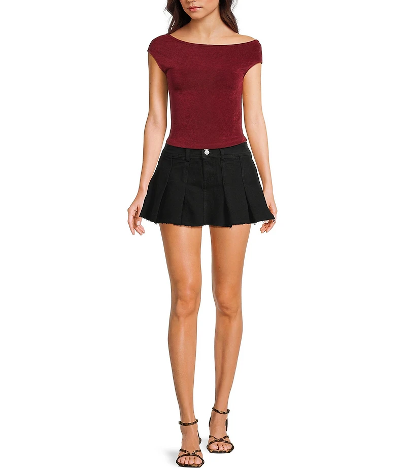 GB Knit Asymmetric Cap Sleeve Top