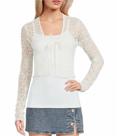 GB Knit Lace Tie Front Cardigan