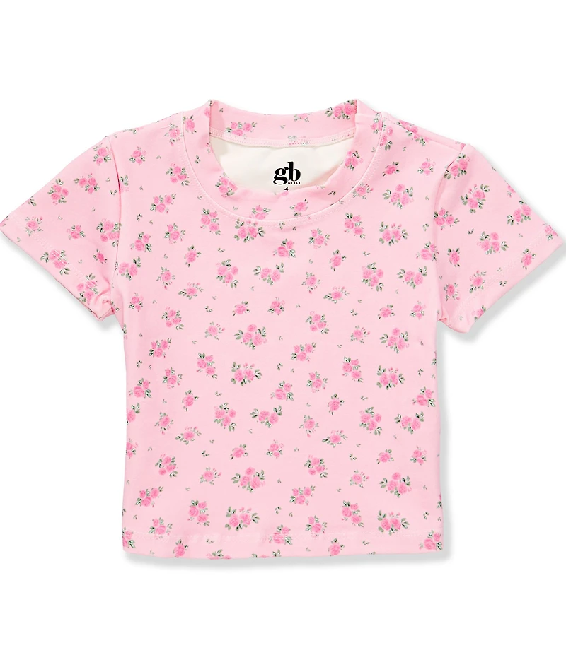GB Knit Little Girls Rosebud Pattern Cropped Sweatshirt