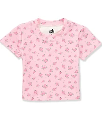 GB Knit Little Girls Rosebud Pattern Cropped Sweatshirt