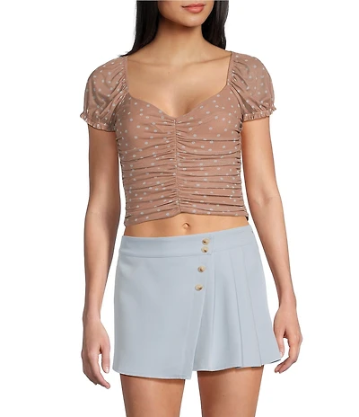 GB Knit Dotted Mesh Cinched Top