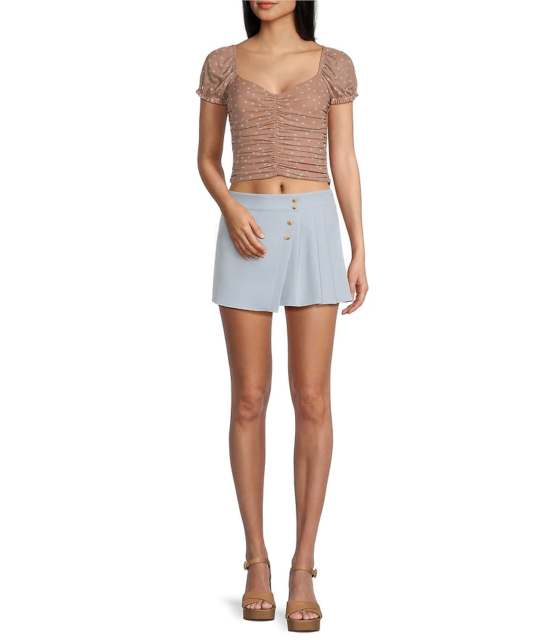 GB Knit Dotted Mesh Cinched Top