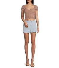 GB Knit Dotted Mesh Cinched Top