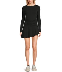 GB Knit Ruched Asymmetrical Coordinating Skirt