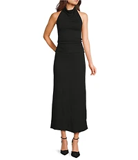 GB Knit Ruched Coordinating Halter Top