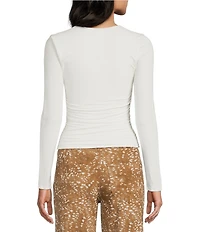 GB Knit Ruched Long Sleeve Square Neck Tee