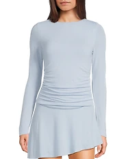 GB Knit Side Ruched Long Sleeve Coordinating Top