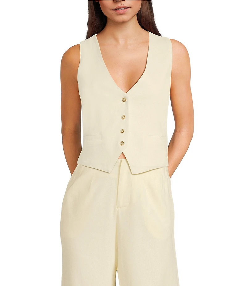 GB Coordinating Linen Blend Vest