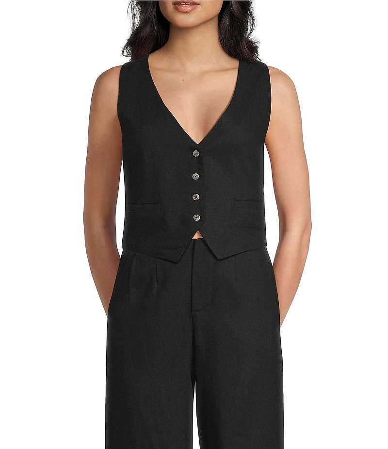 GB Coordinating Linen Blend Vest