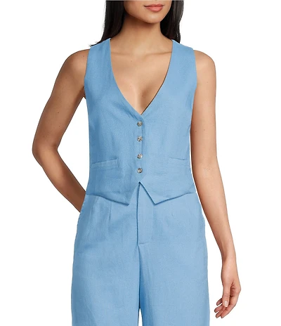 GB Coordinating Linen Blend Vest