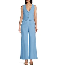 GB Coordinating Linen Blend Vest