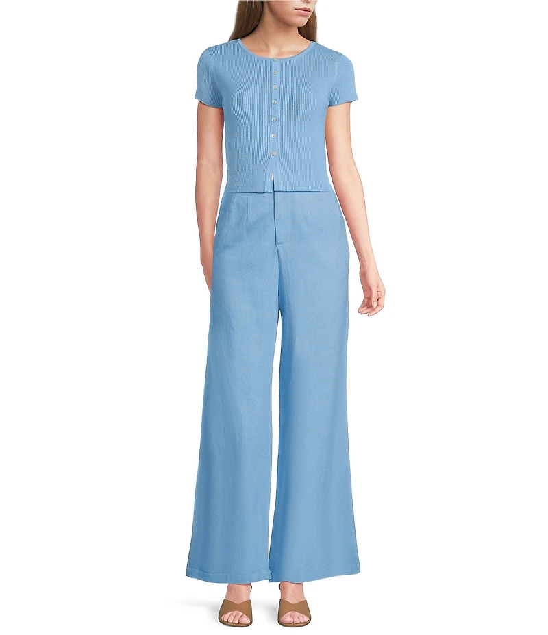 GB Linen Blend Wide Leg Pants
