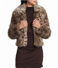 GB Lisa Leopard Printed Faux Fur Coat