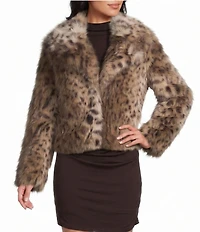 GB Lisa Leopard Printed Faux Fur Coat