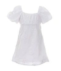 GB Little Girls Charlotte Lace Puff Sleeve Dress