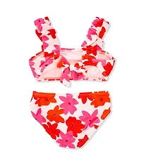 GB Little Girls Floral Scrunch Bungee Strap 2-Piece Swimsuit