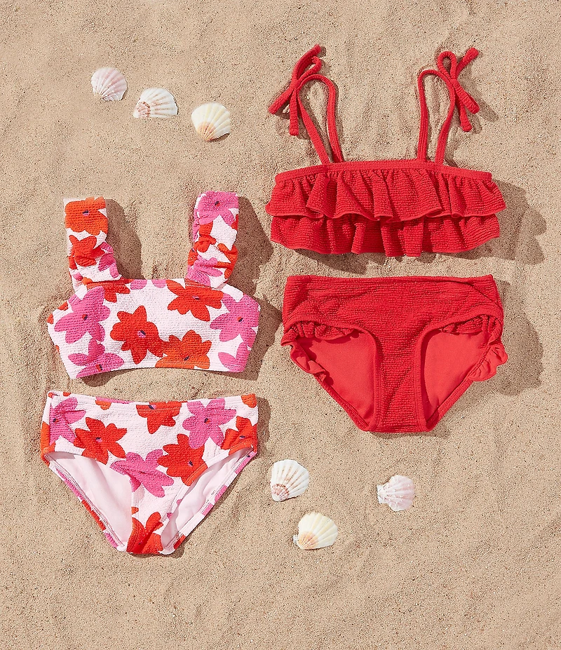 GB Little Girls Floral Scrunch Bungee Strap 2-Piece Swimsuit