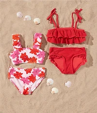 GB Little Girls Flounce Bandeau Bralette Two-Piece Swimsuit